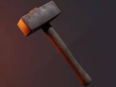 Blacksmiths hammer PBR Lowpoly Game ready Low-poly 3D model