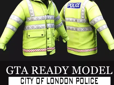 Gore-Tex Hi-Vis Jacket UK Police Coat GTA EUP FIVEM  uniform  Low-poly 3D model
