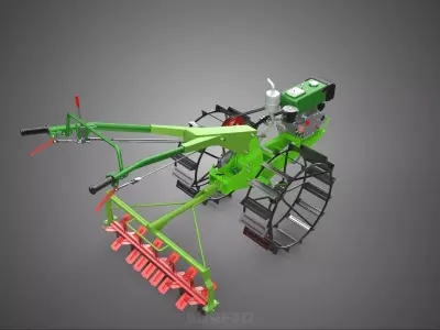 MINI TRACTOR ROTO ROTARY ROTAVATOR DIESEL CULTIVATOR TILLER PLOW 3D model