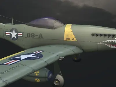 P-51 Mustang Hand-Painted Low-poly 3D model