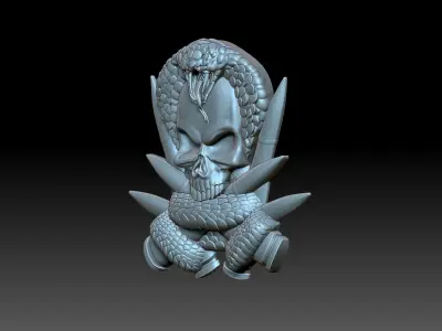 Skull and snake 3D print model
