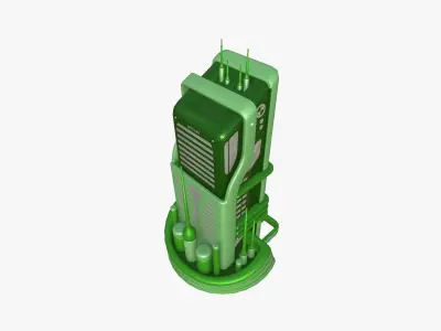 SciFi Building A06 Green - Sci Fi Exterior Design Free low-poly 3D model