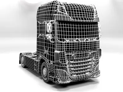 TRUCK 1 LOWPOLY orange semi Low-poly 3D model