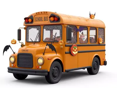 Haunted Halloween School Bus 3D Model Low-poly 3D model