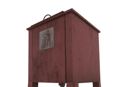 garbage can  Low-poly 3D model