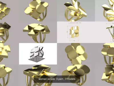 woman simple  3 part 3D Model Pack