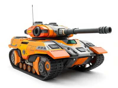 Futuristic Orange Battle Tank D Model Pack Low-poly 3D model