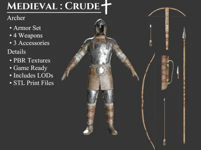 Medieval Collection Crude Archer 3D Model Pack