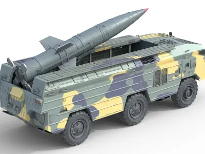 OTR 21 Tochka Tactical Ballistic Missile Low-poly 3D model