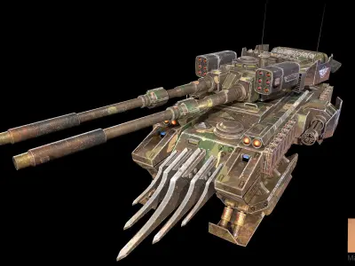 Dystopian Tank Low-poly 3D model