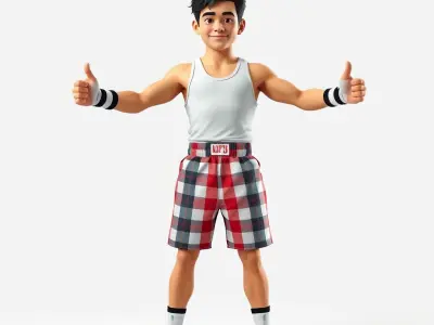 Young Athlete Character Model Rigged and Animated Low-poly 3D model