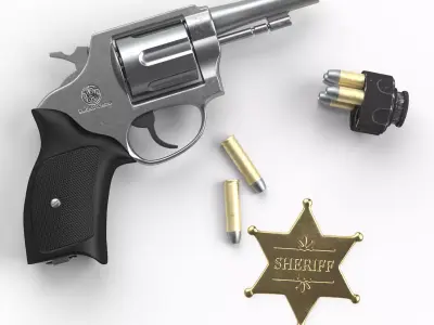 Revolver Police 8mm Low-poly 3D model