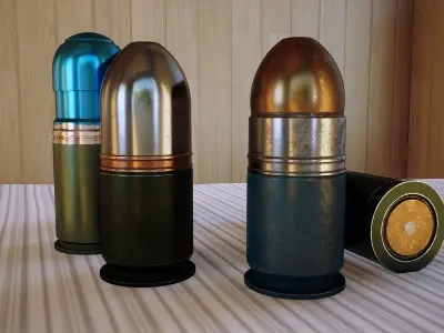 40mm grenades pack with max file and UE4 project Low-poly 3D model