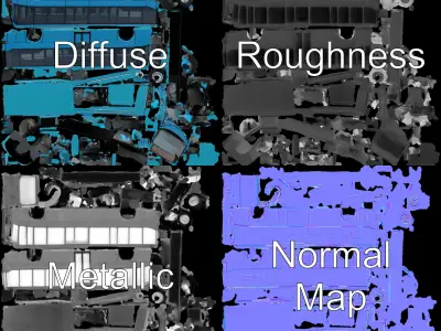 City Bus Model Pack with Various Detail Levels for Rendering ... Low-poly 3D model