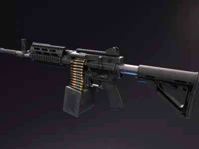 FightLite MCR Beltfed AR15 Low-poly 3D model