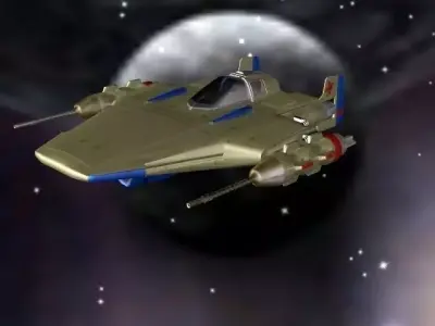 shuttle spaceship flying in sky Low-poly 3D model