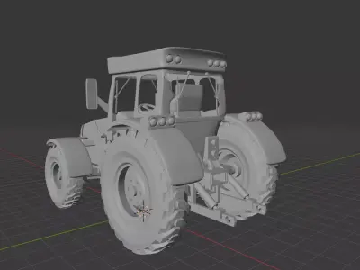 MTZ-82 Belarus Tractor with 2PTS-4 Trailer 3D print model