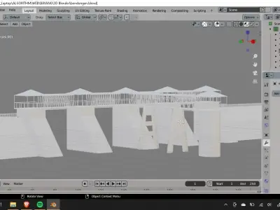 Lake Dam Bendungan Danau Low-poly 3D model