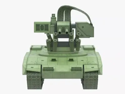 Self-Propelled Anti Aircraft Gun Vehicle Military Army Game Low-poly 3D model