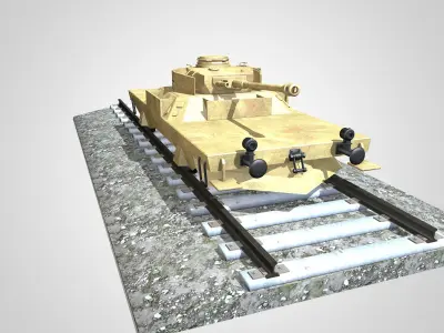 German Panzerjaegerwagen on Rails 3D model