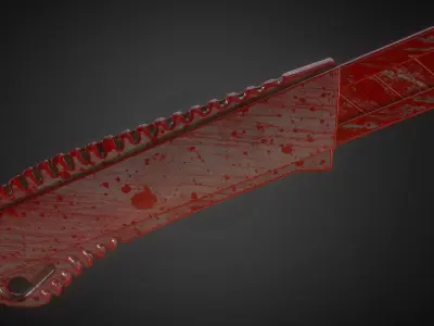 Box Cutter Lowpoly Bloody Version - Gameready - PBR Textures Low-poly 3D model