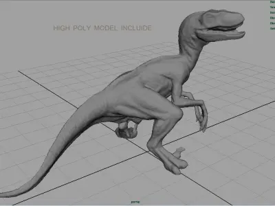 Velociraptor dinosaur Low-poly 3D model get