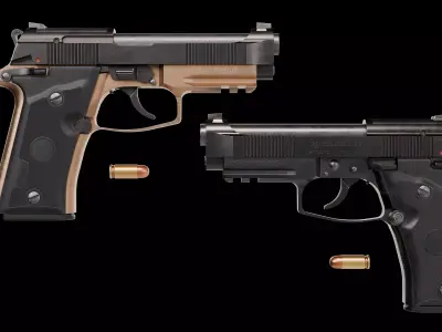 Beretta 80X Cheetah pistol Low-poly 3D model