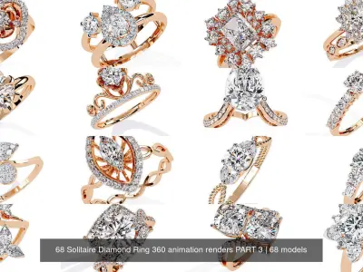 68 Solitaire Diamond Ring 360 animation renders PART 3 3D Model Pack