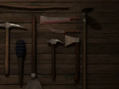 Horror farm tools asset Low-poly 3D model