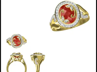 JCD Format Antique color stone rings design 3D print model