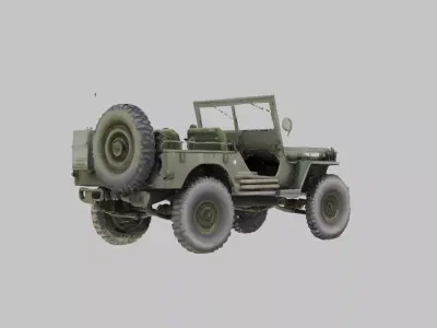 Vintage Military Jeep Low-poly 3D model