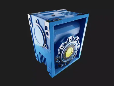 Worm drive gearbox or right angle drive 3d model Low-poly 3D model