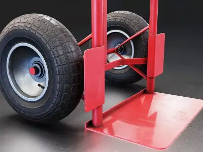 Red Hand Truck Dolly Low-poly 3D model