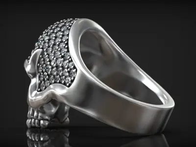 Skull Head Brutal Fashion Luxury Diamond Ring 3D print model