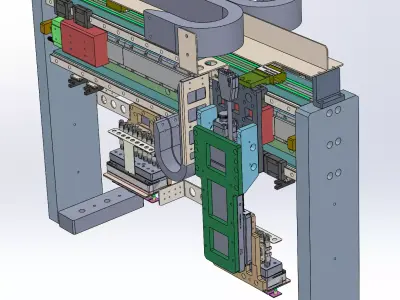 Dual-station multi-nozzle gantry loading and unloading module 3D model