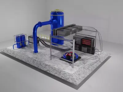 Fictional Industrial Factory Section 3D model