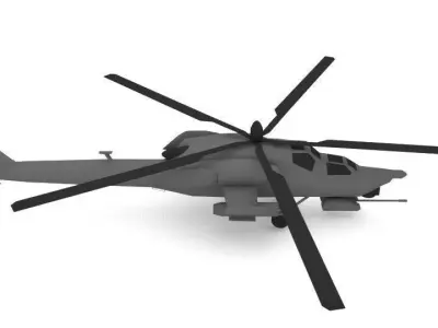 Military Russian Helicopter  Low-poly 3D model