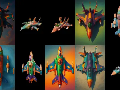 AirCraft bundle 5 pack 100 glb Low-poly 3D model