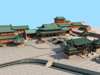 Ancient Chinese architecture 3D model 6