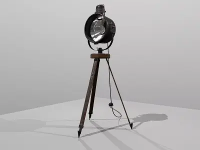 Antique Industrial Spotlight Low-poly 3D model
