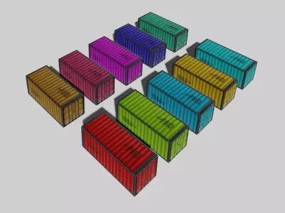 Low Poly Containers 3D model