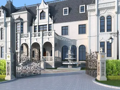 Villa ornate mansion with gate 3D model
