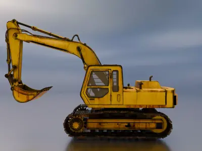 Construction Excavator Vehicle Low-poly 3D model