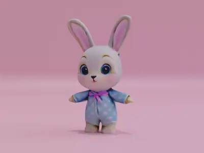 Rabbit Doll Children Free low-poly 3D model