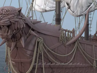 Ship Wooden Low-poly 3D model