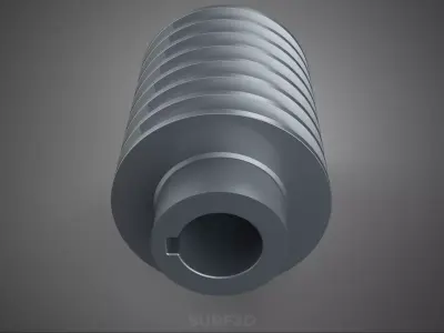 STANDARD 7 SEVEN SEPTUPLE GROOVE TRACK PULLEY SHEAVE WHEEL VBELT 3D model
