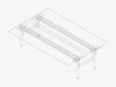 Desk - Rectangle - Simplicity - Adjustable Height - Double Low-poly 3D model