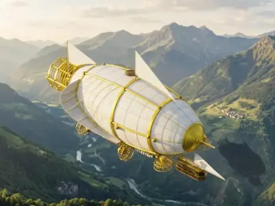 Vintage Steampunk Dirigible Airship Low-poly 3D model