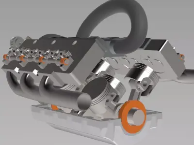 V6 Engine Mechanical Assembly - SolidWorks STEP STL 3D model