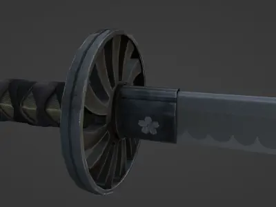 Katana samurai sword Low-poly 3D model shop